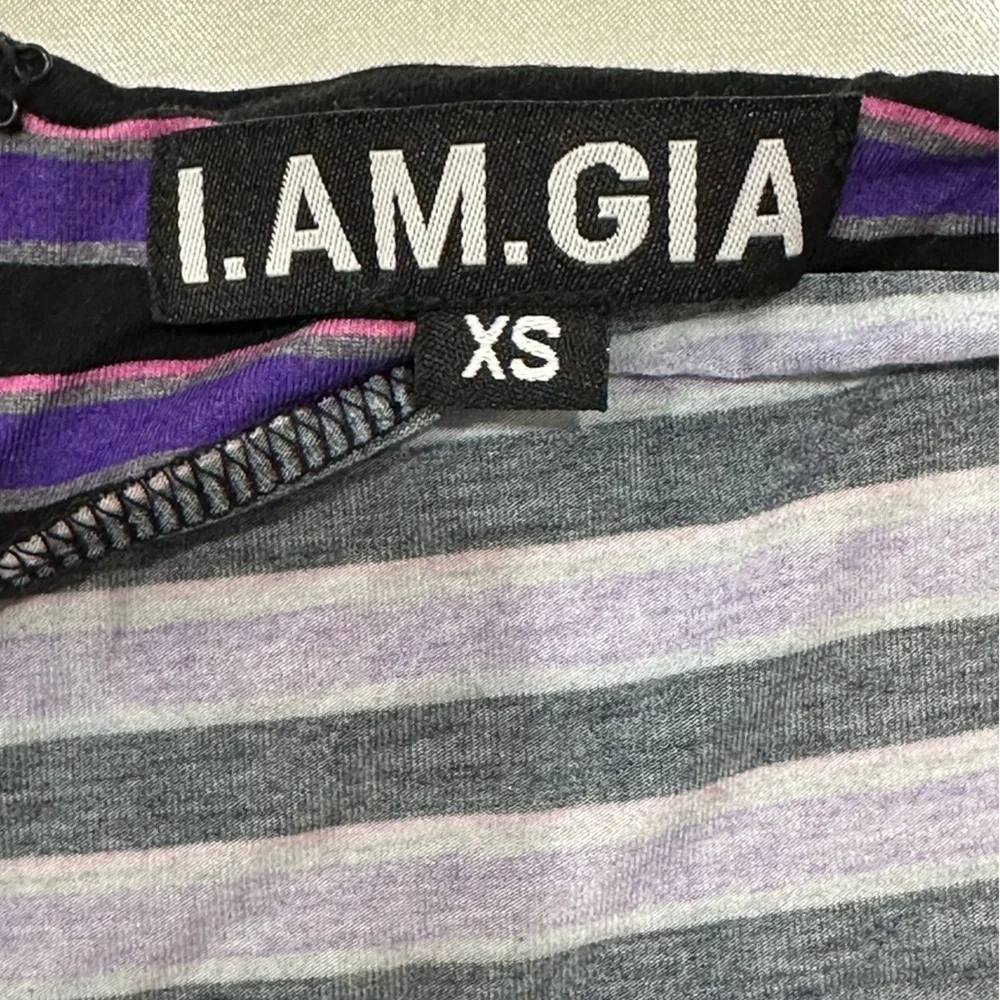I AM GIA Carrie Cutout Flared Pants Striped Purple Size XS Party Emo Rock Rave - Picture 6 of 9